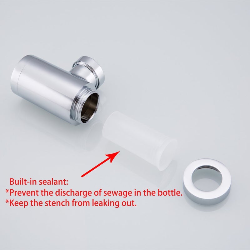 RANDOM Brass Contemporary Round Bottle P Trap 1 1/4,Basin Sink Waste Drain P Trap Kit (Chrome) - Image 5